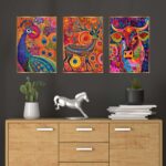 Set of Three Wall Paintings for Wall Dacoration Golden Framed Wall Paintings for Living Room & Bedroom Wall Art for Home Decoration & Office Wall Décor (24x18 inch CH-GD3-7)