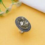 Arts Crystal Products Natural Labradorite Ring Set for Women,Vintage Joint Knuckle Stackable Rings Oval Gemstone Ring