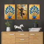 Set of Three Wall Paintings for Wall Dacoration Golden Framed Wall Paintings for Living Room & Bedroom Wall Art for Home Decoration & Office Wall Décor (18x12 inch CH-GD3-10)