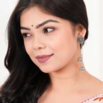 Women's Silver Circle Long Two AZ838-OXidised Unique Western Earrings for Women Party Wear