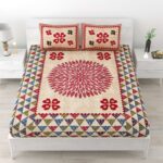 Rajasthani Traditionally Printed Cotton Doublebed Bedsheet With Pack of 2 Pillow Covers