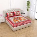 Rajasthani Traditionally Printed Cotton Doublebed Bedsheet With Pack of 2 Pillow Covers