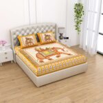 Rajasthani Traditionally Printed Cotton Doublebed Bedsheet With Pack of 2 Pillow Covers