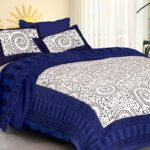 Rajasthani Traditionally Printed Cotton Doublebed Bedsheet With Pack of 2 Pillow Covers