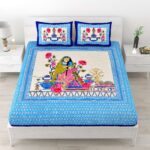 Rajasthani Traditionally Printed Cotton Doublebed Bedsheet With Pack of 2 Pillow Covers