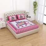 Rajasthani Traditionally Printed Cotton Doublebed Bedsheet With Pack of 2 Pillow Covers