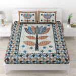 Rajasthani Traditionally Printed Cotton Doublebed Bedsheet With Pack of 2 Pillow Covers