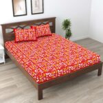 Rajasthani Traditionally Printed Cotton Doublebed Bedsheet With Pack of 2 Pillow Covers