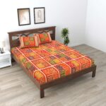 Rajasthani Traditionally Printed Cotton Doublebed Bedsheet With Pack of 2 Pillow Covers